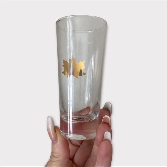 3/$15 Clear Tall Shot Glass With Gold Maple Leaf - Picture 2 of 3